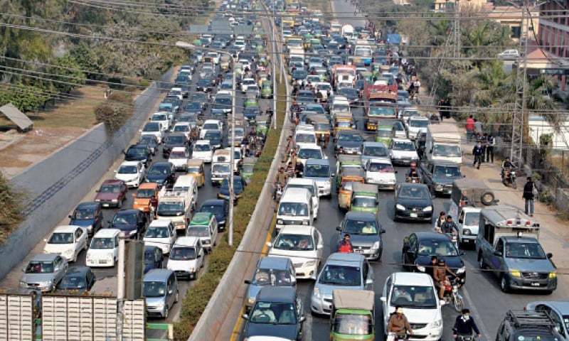 Description: Lahore has a population of 11.13 million with only 240 private buses, 41 Metro buses and no public transport buses. &mdash; APP/File